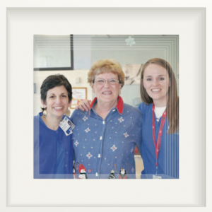 L > R: OHC team members Anita Longsdon, RN; Sally Cutter, OHC patient; and Molly Mendenhall, RN.